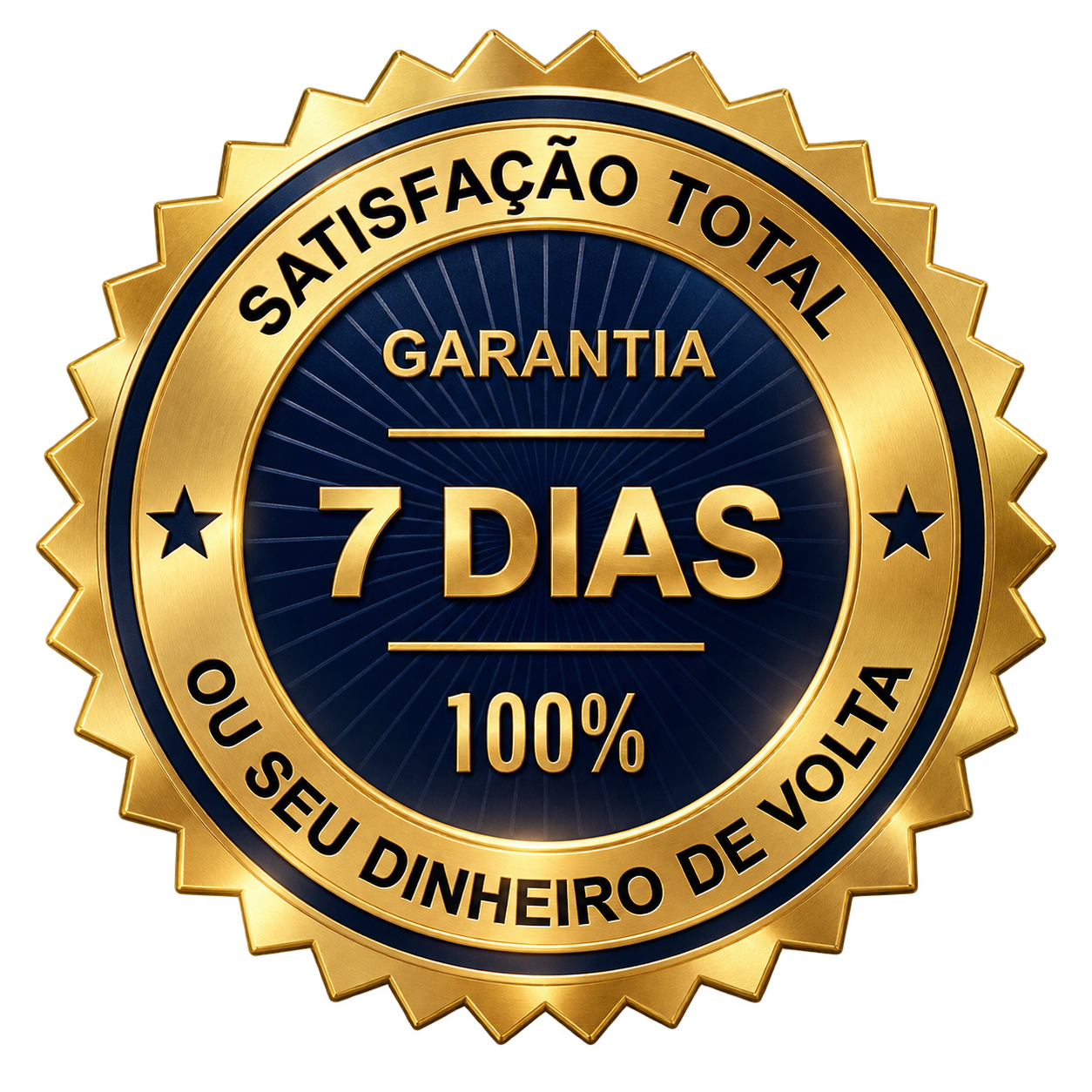 Selo de garantia de satisfação total por 7 dias ou seu dinheiro de volta